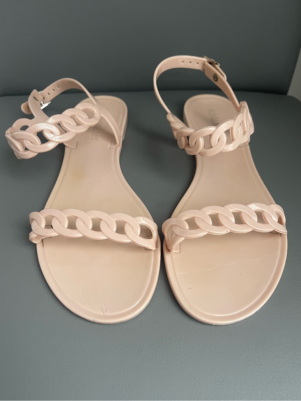 Olivia Miller Chain Link Detail Jelly Sandals Color Nude Womens Size 10